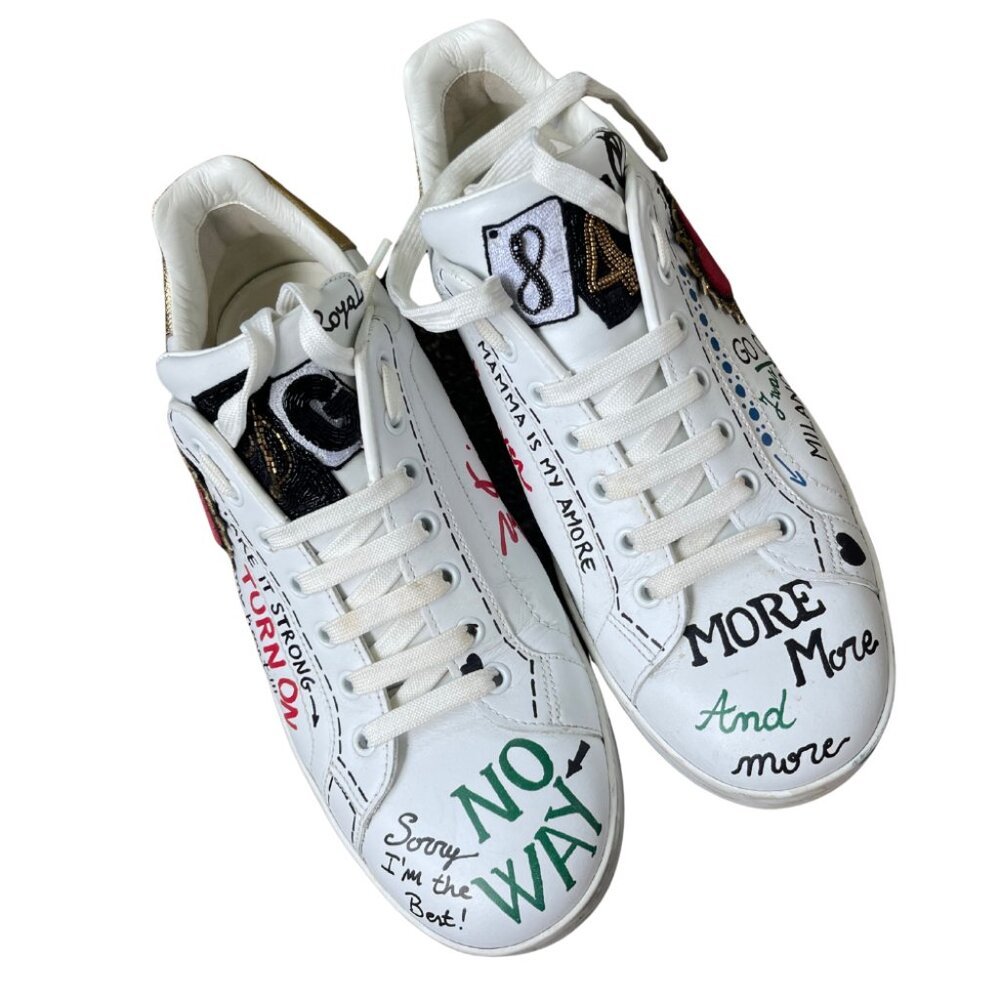 Dolce & Gabbana Portofino Graffiti Sneakers – Men’s Size UK 8